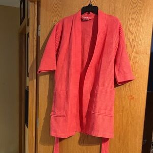 Turquaz, coral summer 3/4 inch sleeve waffle robe
S/M